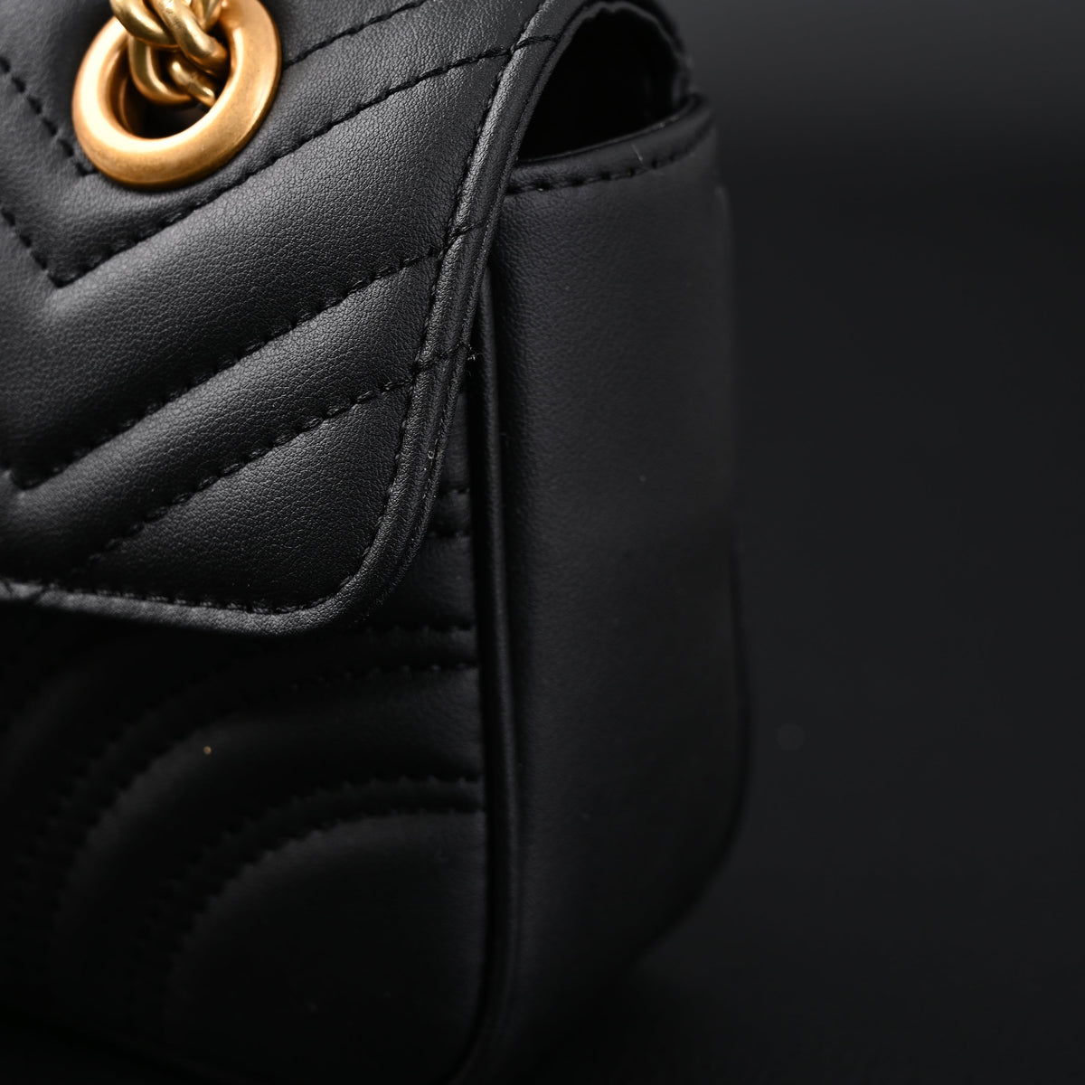 Gucci GG Marmont Small Matelassé Shoulder Bag – Black Leather with Gold Hardware